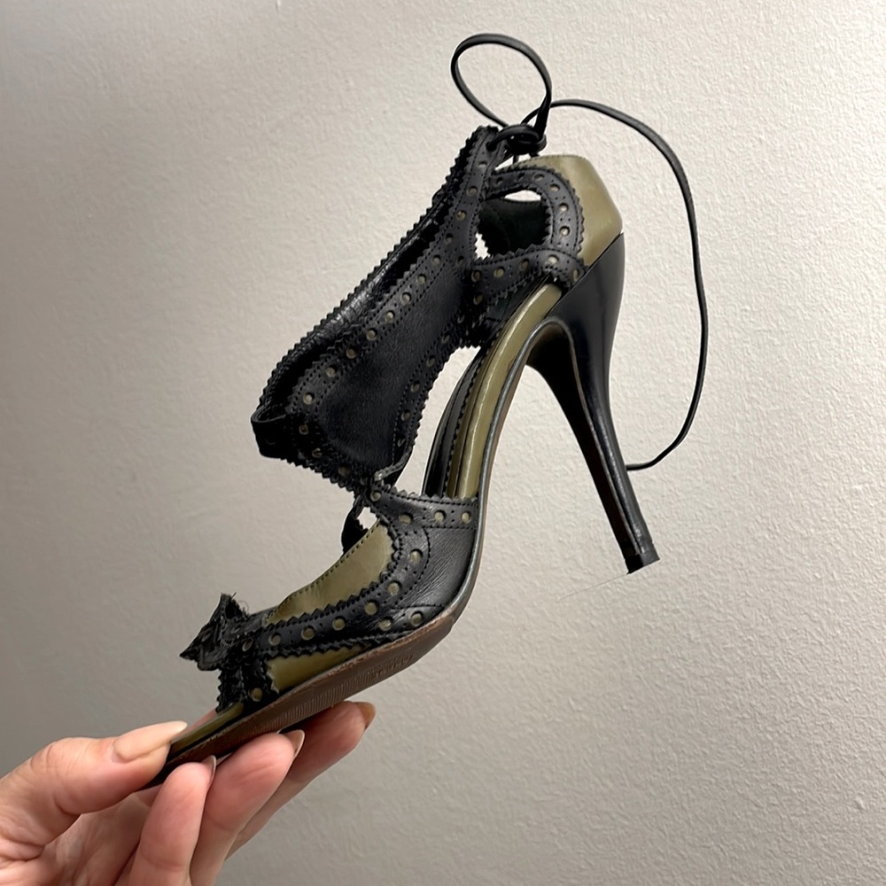 Alexander McQueen Olive and Black Sandal Heels